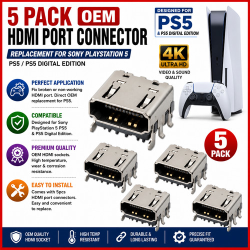 5pcs hdmi port - jack, interface